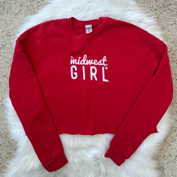 The Midwest Girl Tops - The Midwest Girl (TM) size XS Red Cropped Sweatshirt